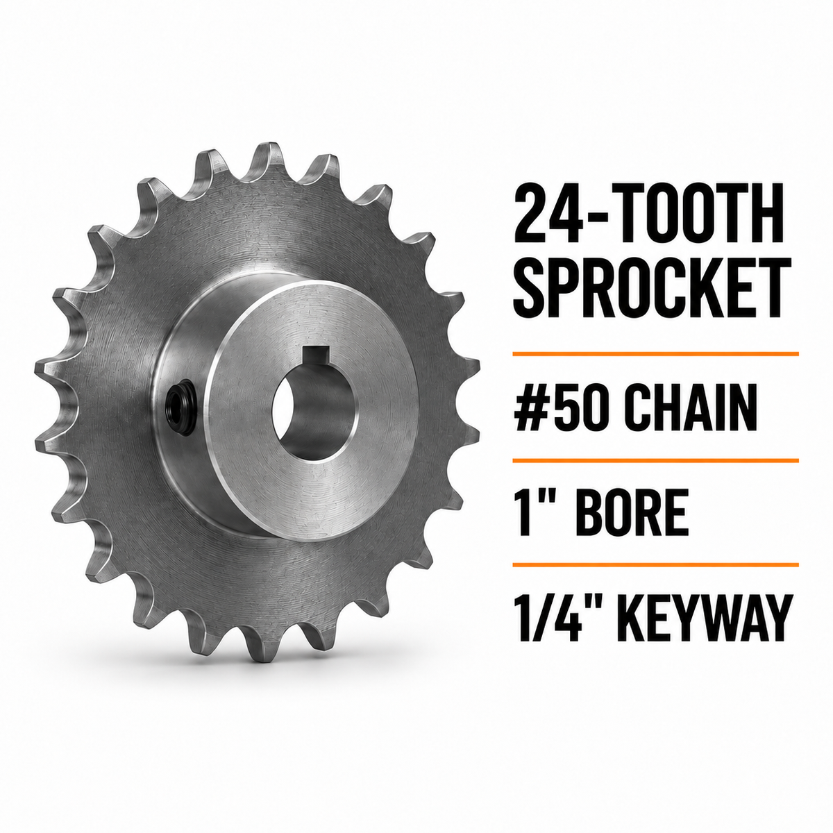 LiftMaster #50 Chain 24-Tooth Sprocket – 1″ Bore, 1/4″ Keyway