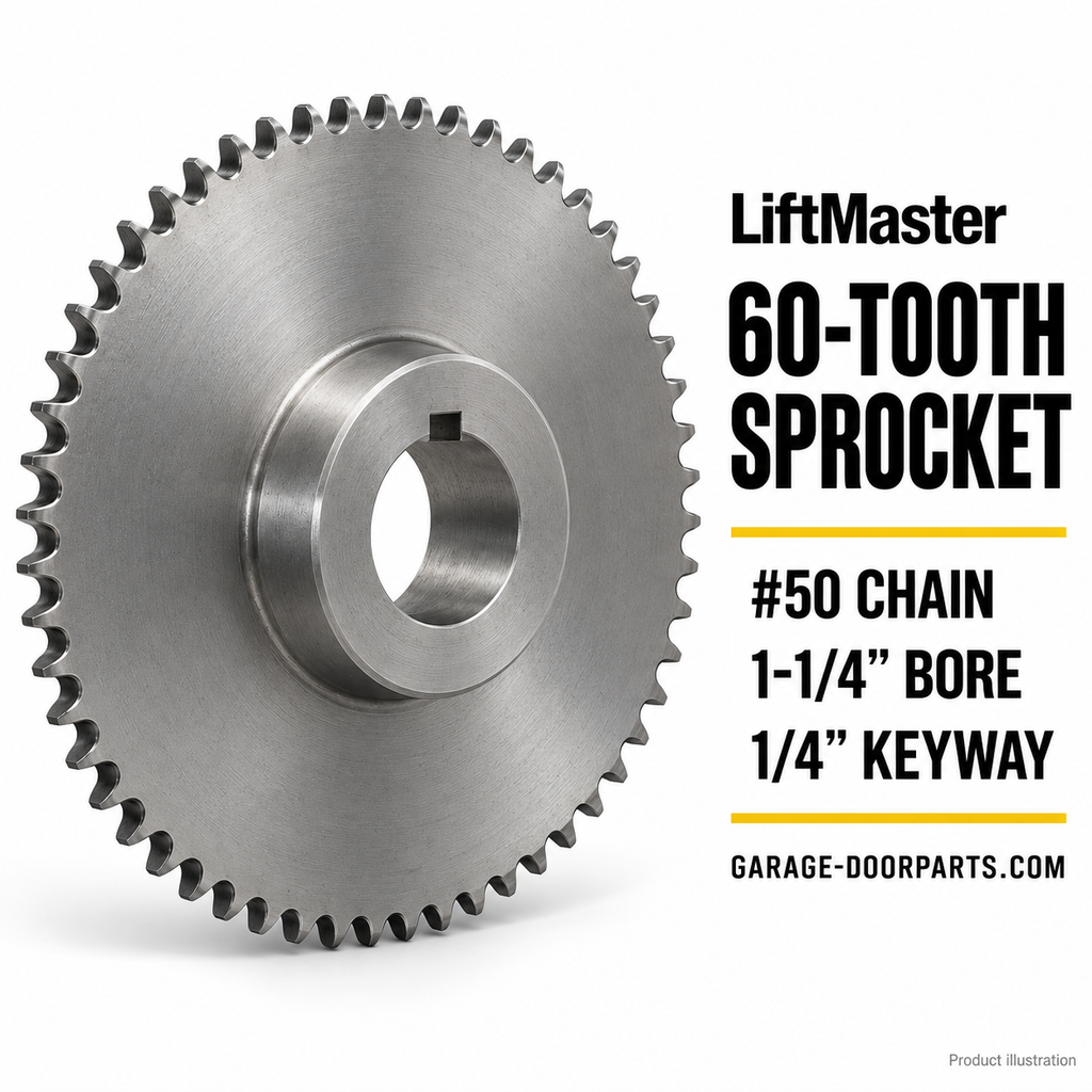 LiftMaster 60-Tooth Sprocket for #50 Chain – 1-1/4" Bore, 1/4" Keyway