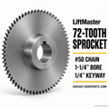 LIFTMASTER 50 CHAIN 72 TOOTH SPROCKET 1-1/4" BORE, 1/4" KEYWAYLiftMaster 72-Tooth Sprocket for #50 Chain – 1-1/4" Bore, 1/4" Keyway